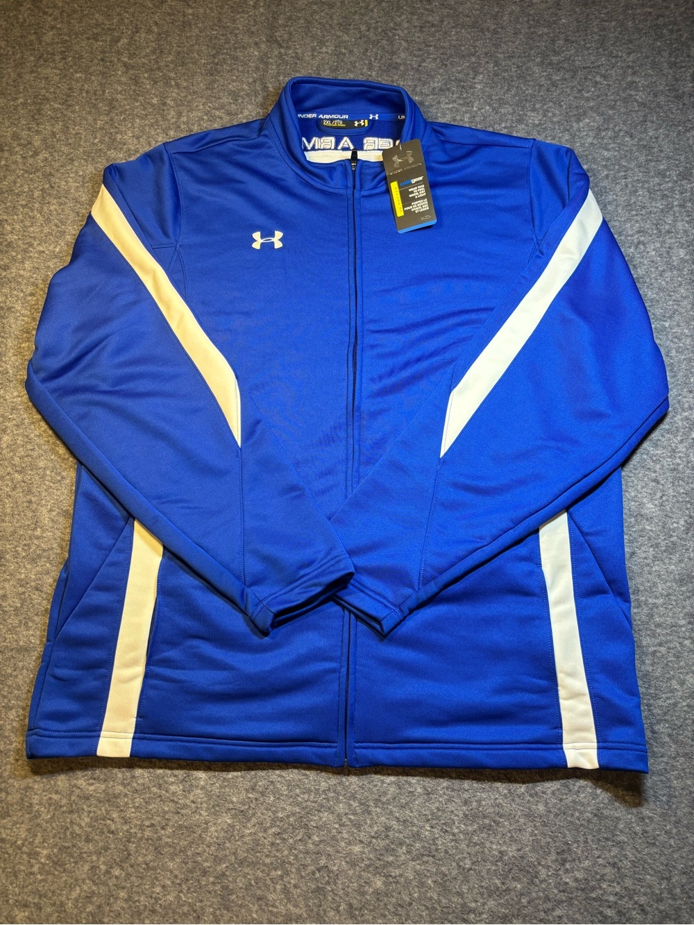 Under Armour Men's Royal Blue Full-Zip Performance Jacket with White Accents XXL